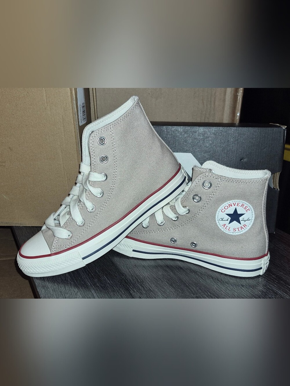 Converse Women's High-Top Sneakers in Beige with White Trim